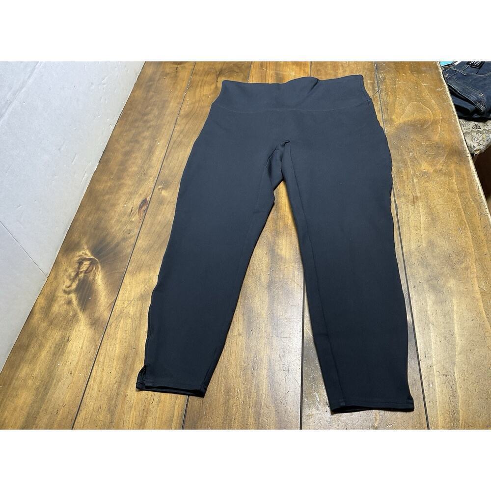 Spanx Womens Cropped Legging Pants Large Petite Black Stretch Pull On